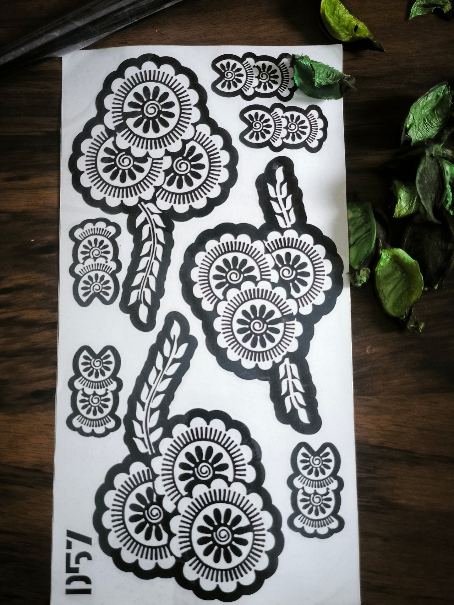 “Reusable Mehndi Stencil – Easy Henna Tattoo Template”
