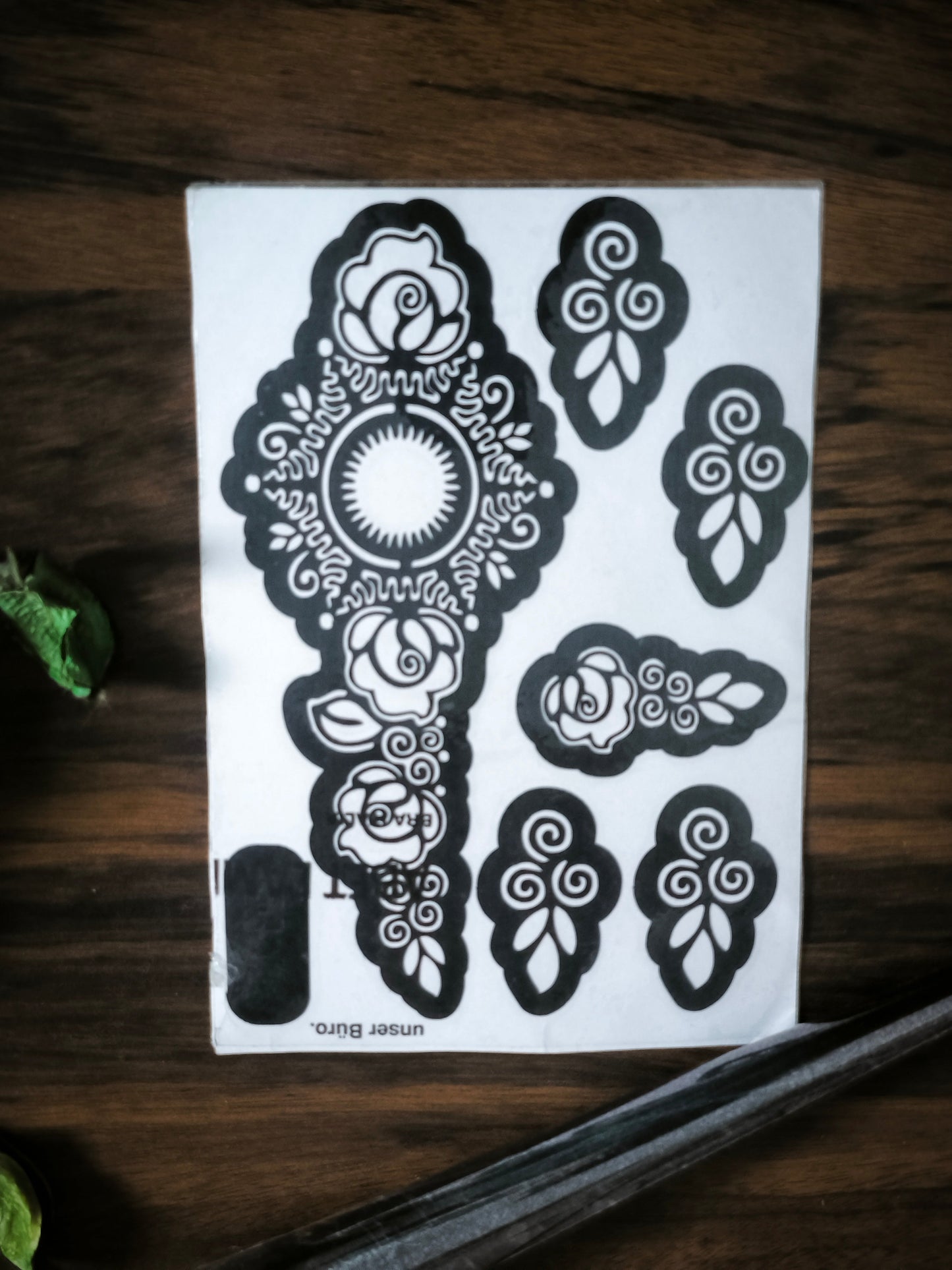 “Reusable Mehndi Stencil – Easy Henna Tattoo Template”